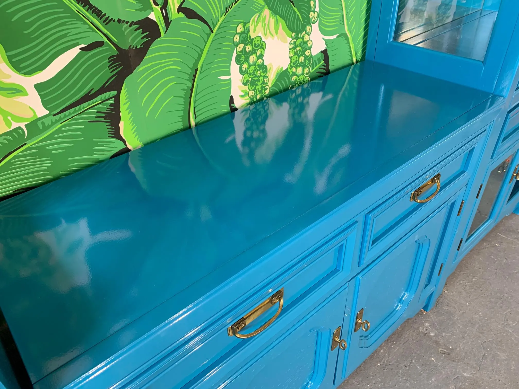 Thomasville Sideboard Cabinet in Blue Lacquer