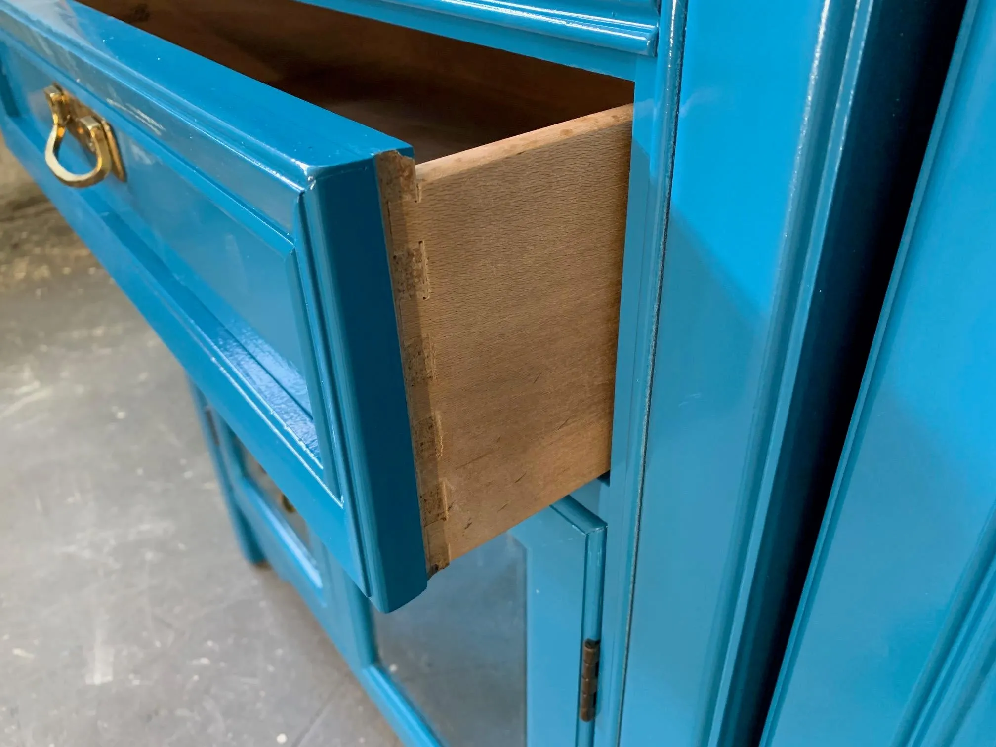 Thomasville Sideboard Cabinet in Blue Lacquer