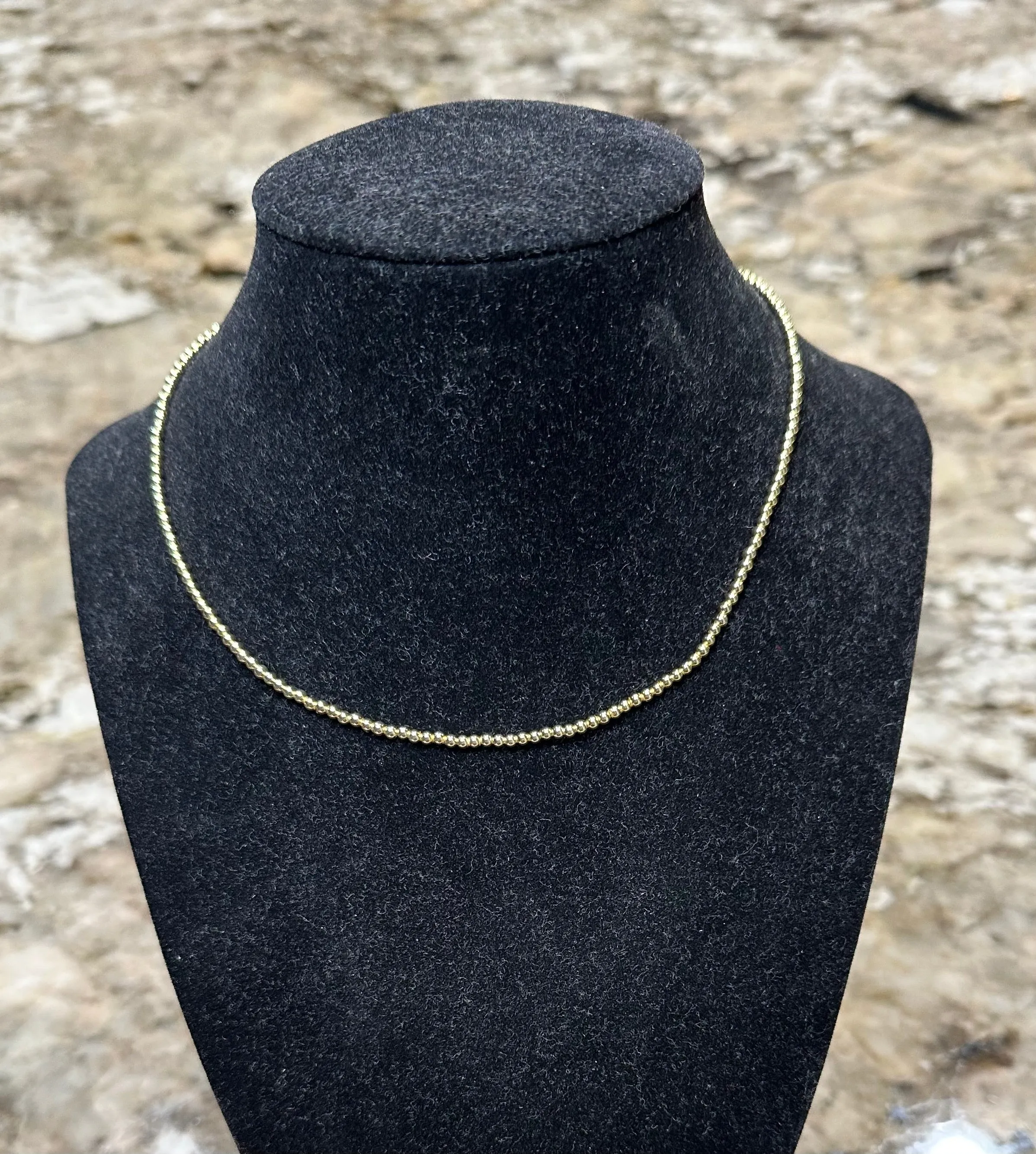 Tiny Gold Bead Necklace