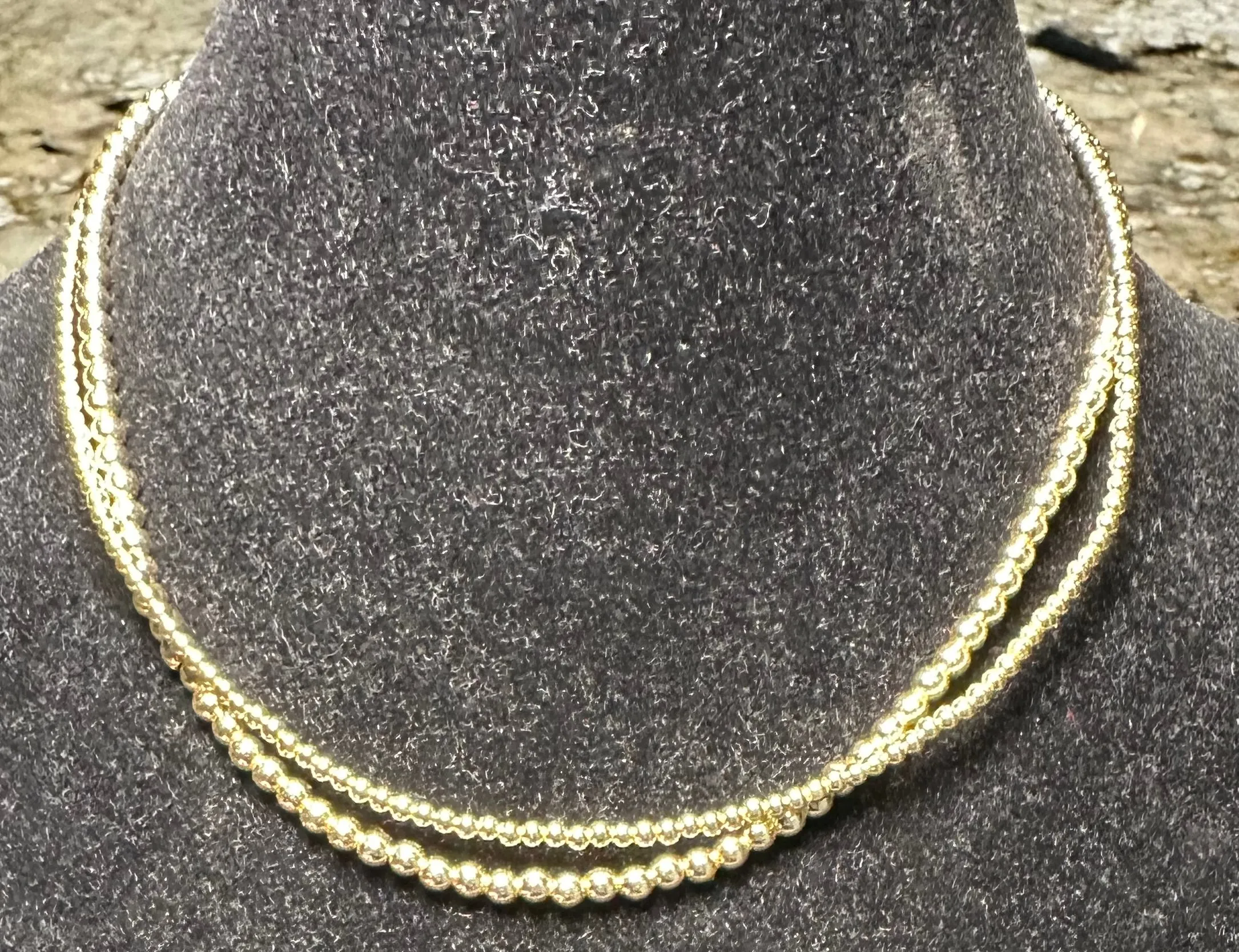 Tiny Gold Bead Necklace