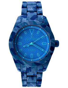 ToyWatch Velvety Camouflage Blue - Velvety Touch Case and Link Bracelet