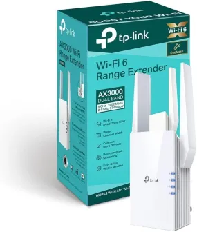 TP-Link AX3000 Dual Band Mesh Wi-Fi 6 Range Extender, Broadband/Wi-Fi Extender, Wi-Fi Booster/Hotspot with 1 Gigabit Port, 160 MHz Channels, Built-In Access Point Mode, Easy Setup, UK Plug (RE705X)