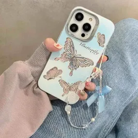 TSP61 Cute Phone Case for iPhone 15 Pro Max, 14, 13, 11, and 12 - Gradient Butterfly Design