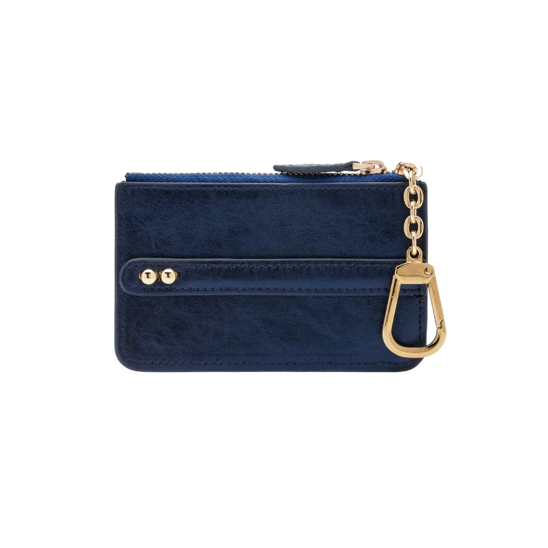 UMBI Personalized Leather Mini Wallet - Metallic NAVY BLUE