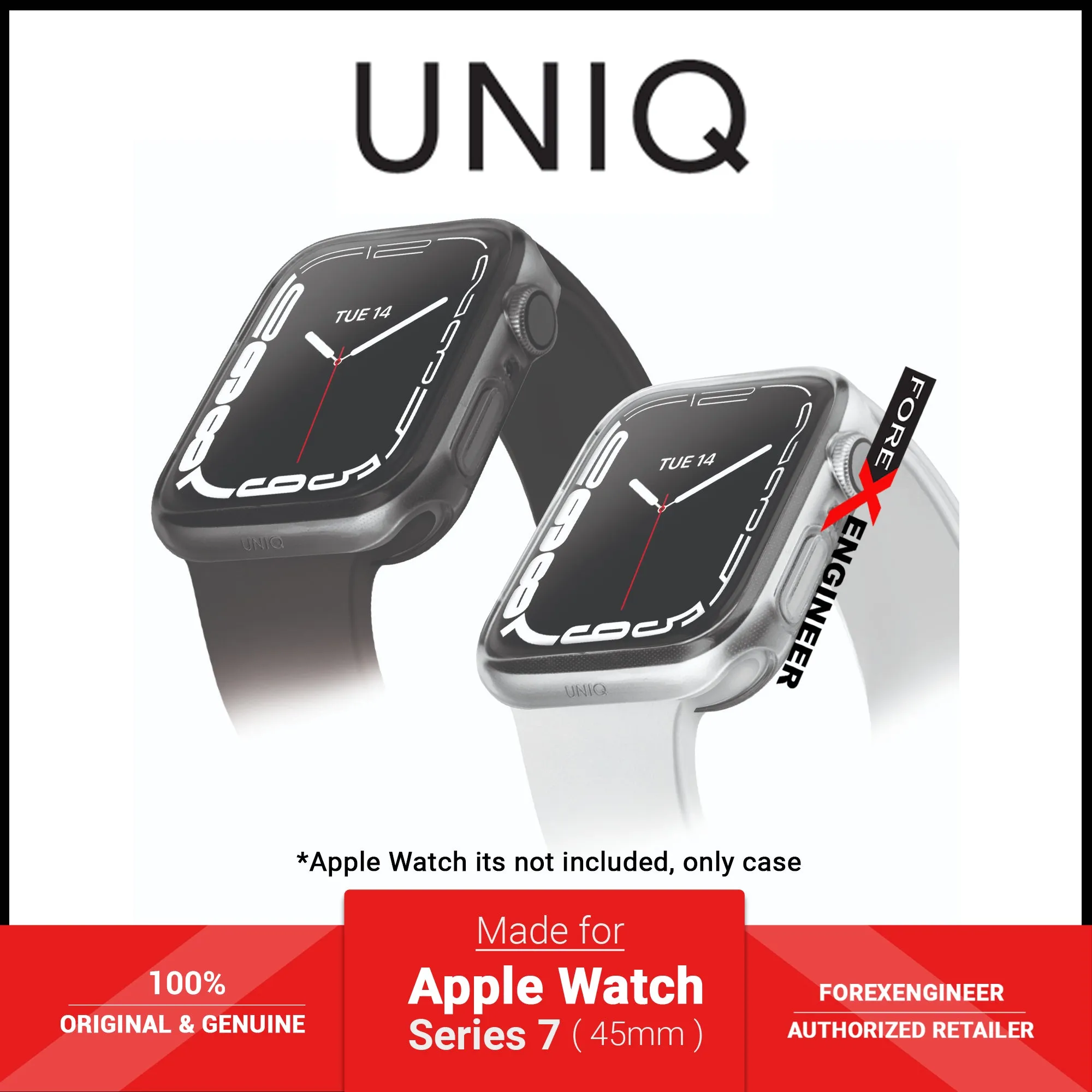 UNIQ Glase Dual Pack Case for Apple Watch Series 7 2021 ( 45mm ) - 2pcs Case - Clear & Smoke