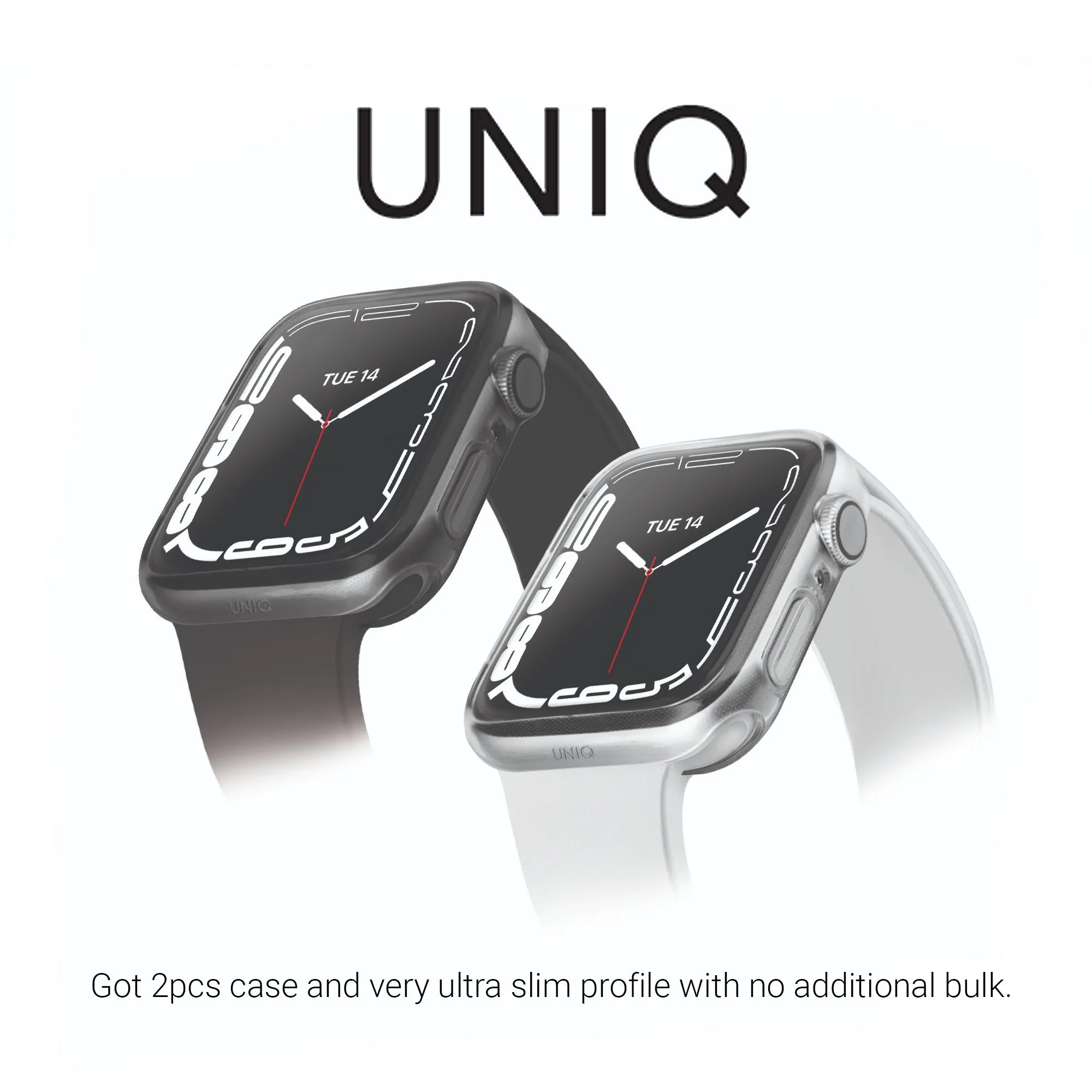 UNIQ Glase Dual Pack Case for Apple Watch Series 7 2021 ( 45mm ) - 2pcs Case - Clear & Smoke