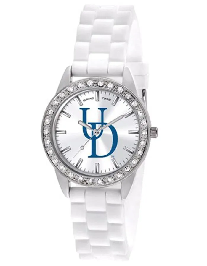 University of Delaware Womens Frost Watch - Crystal Bezel - Silicone Strap