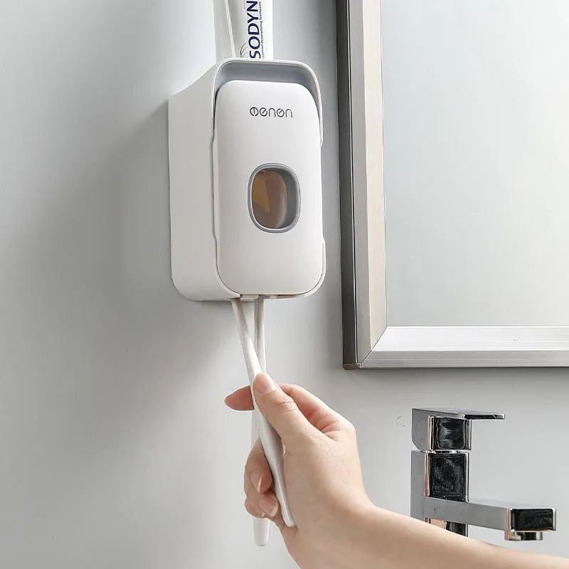 Wall-Mounted Toothbrush Holder Automatic Toothpaste Dispenser