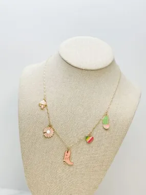 Western Charm Necklace - Pink