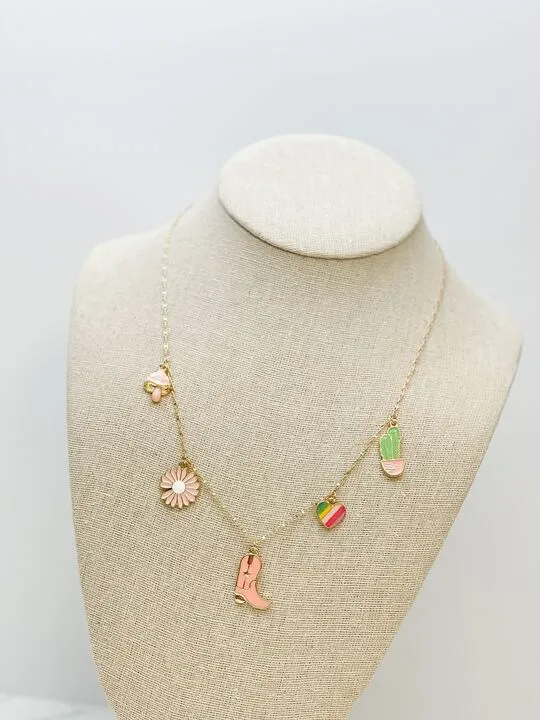 Western Charm Necklace - Pink