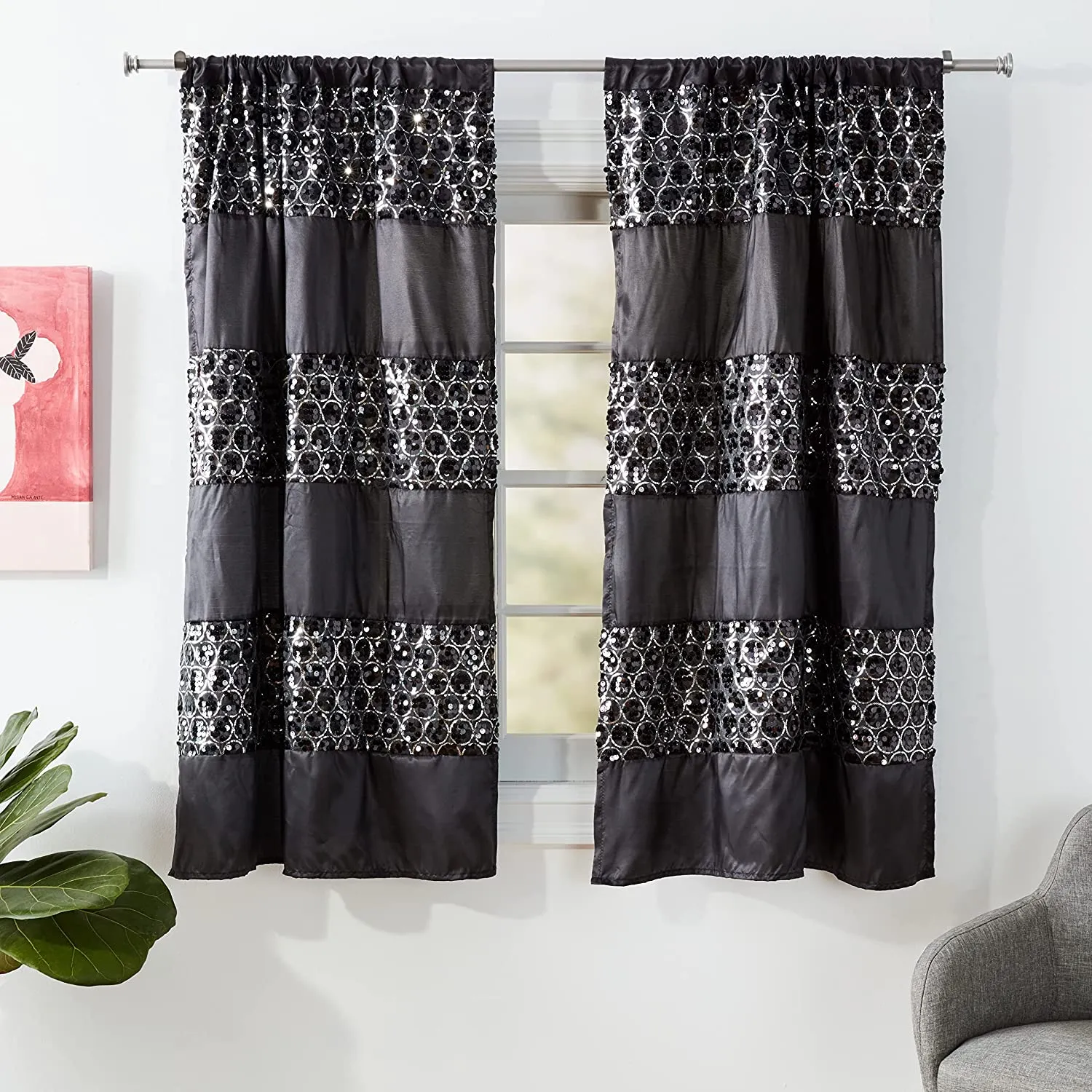 Zahari Home Sinatra Black Line: 3-Pc Towel Set, Rug, Shower Curtain & More!