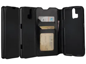 ZTE Axon Pro Wallet Case, Slim Flip Folio [Kickstand] Pu Leather Wallet Case with ID & Card Slots & Pocket - Black