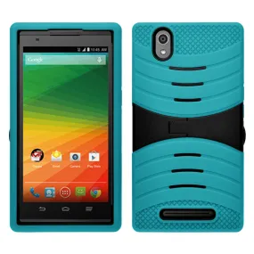 ZTE ZMAX Z970 Case, Dual Layer Heavy Duty Armor Protective Case, Defender Cover (Teal Heavy Duty Armor)